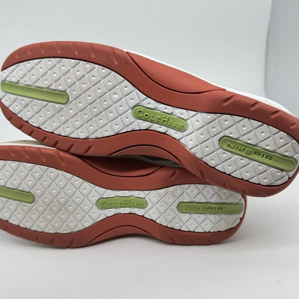 Cole‎ Haan NikeAir Sneakers Womens 5.5B Suede Tan Green D16126 Sporty Preppy